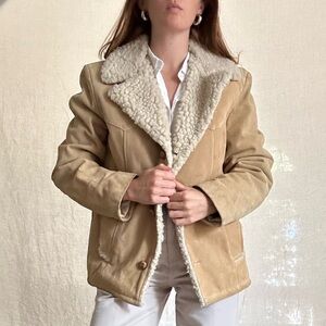 Vintage sheepskin shearling jacket / coat